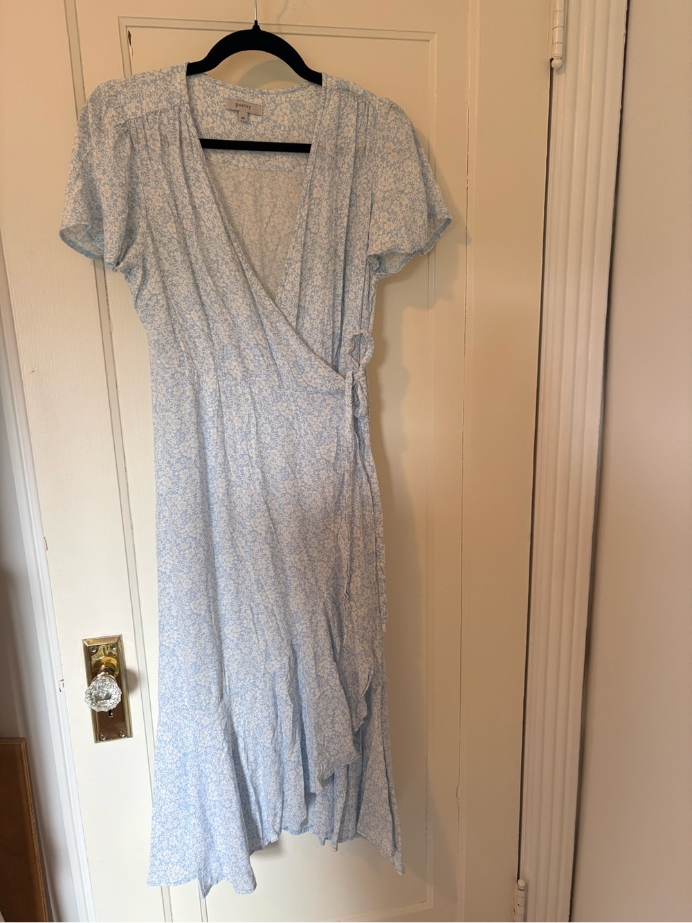 Poetry Pale Blue Floral Wrap Midi Dress